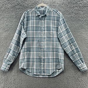 Sunswell Shirt Men Medium Blue Plaid Long Sleeve Lightweight Nylon Button Down